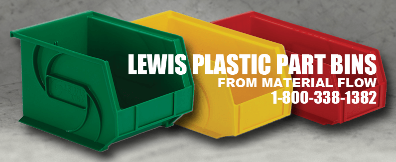 Lewis plastic part bins from Material Flow